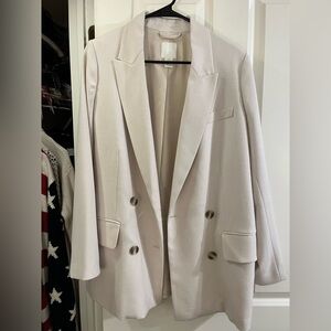 H&M Double-Breasted Blazer Jacket in Light Beige